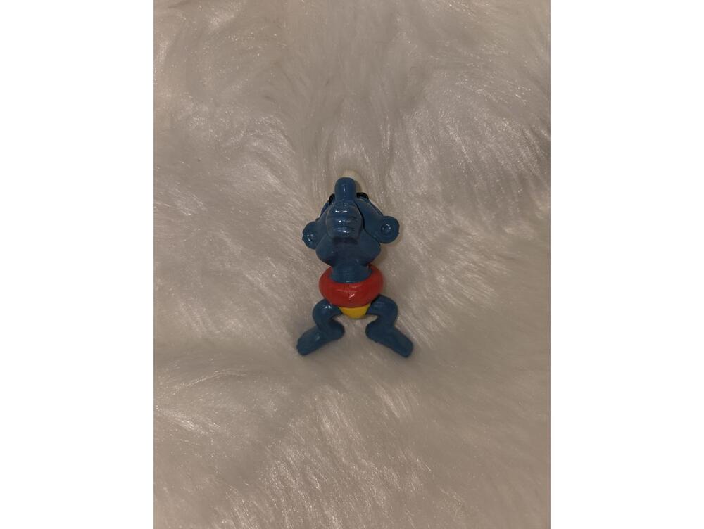 Vintage Small Blue Swimmer Smurf Figurine with Red Shorts